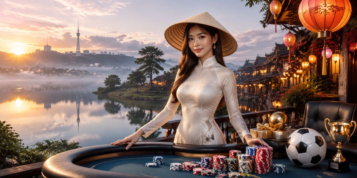 Người đội nón lá xem kết quả cá cược bóng đá tại Hội An