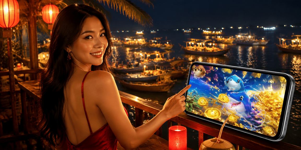 Người dùng truy cập casino trên điện thoại tại bãi biển Phan Thiết